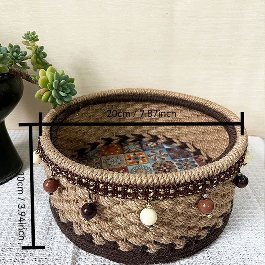 Hand woven storage frame material package