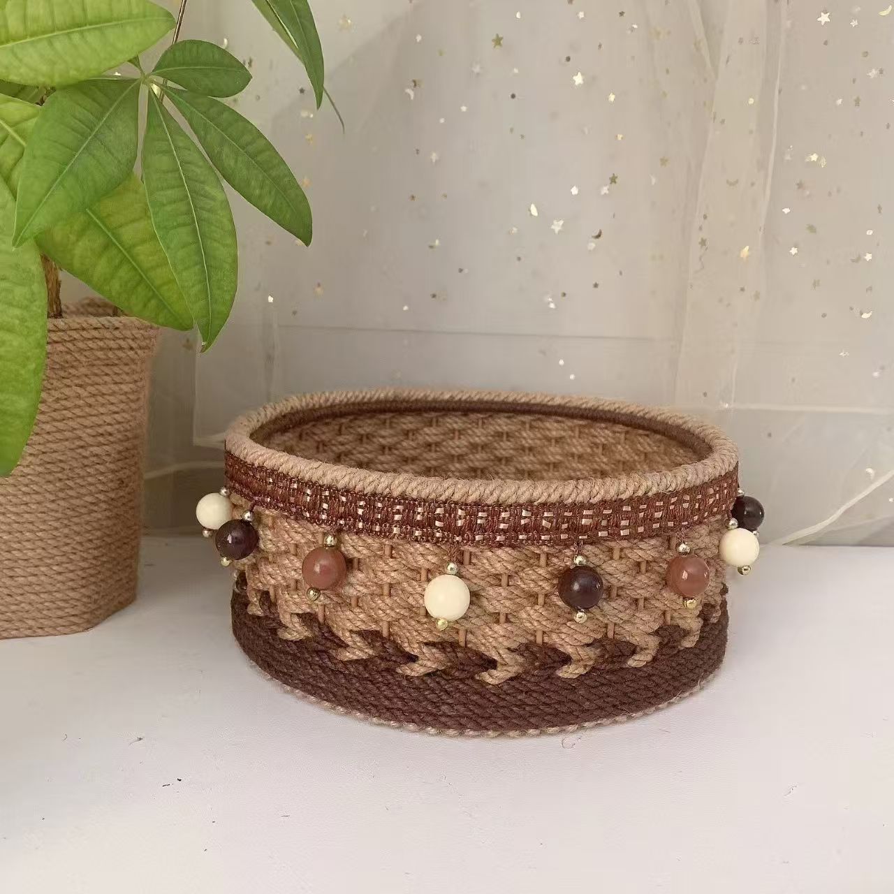 Hand woven storage frame material package
