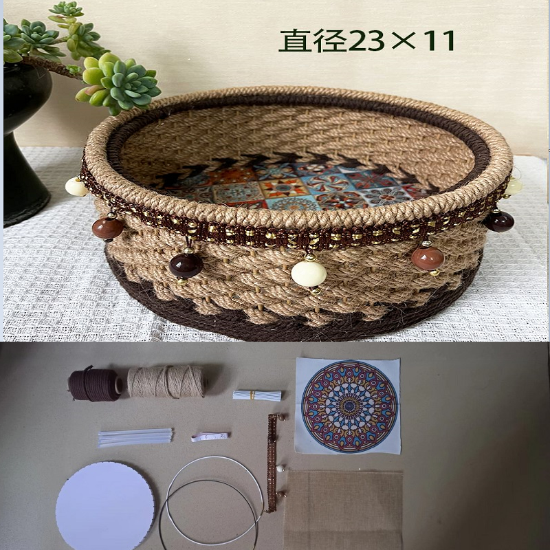 Hand woven storage frame material package